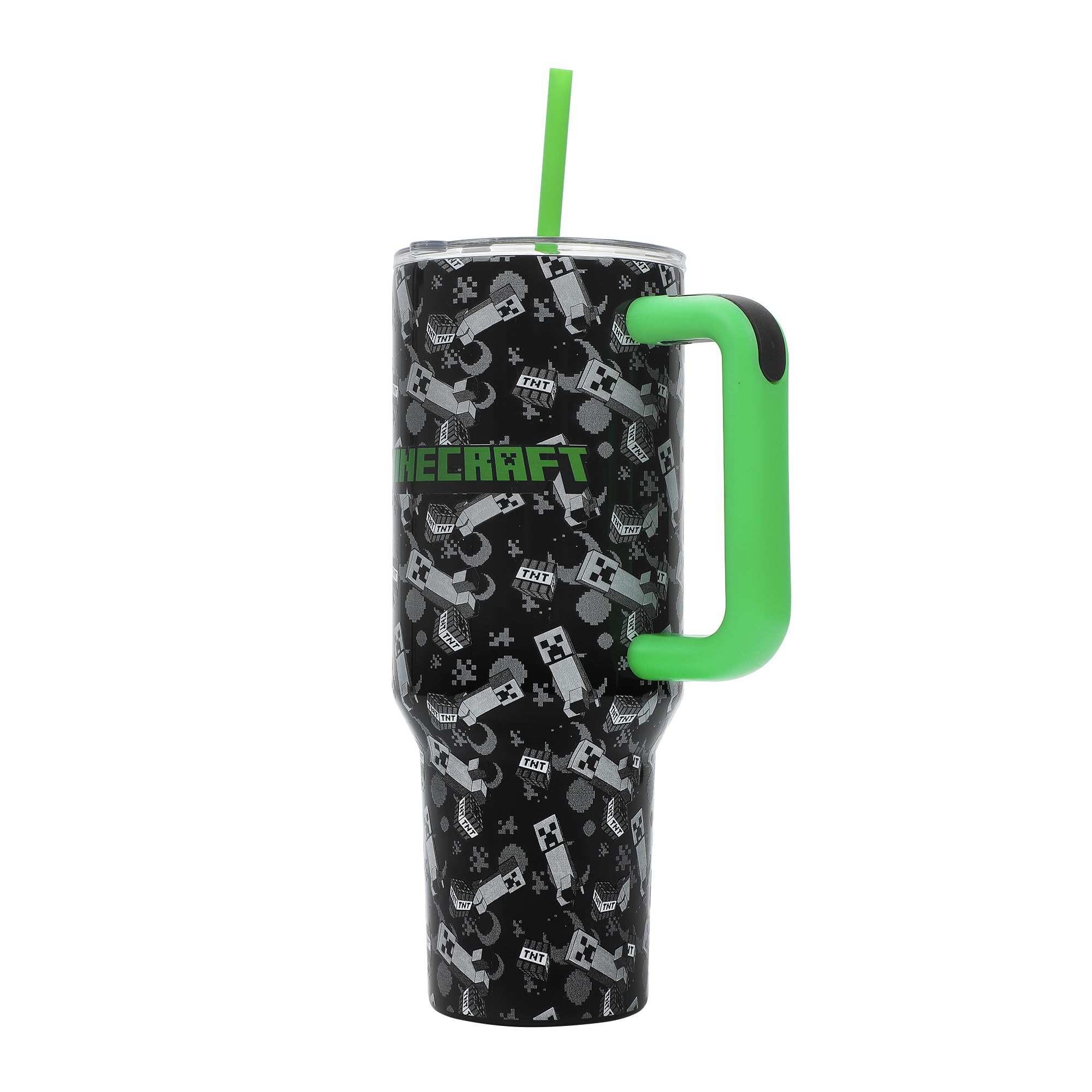 Bioworld 40oz stainless steel tumbler with handle for easy carry on the go