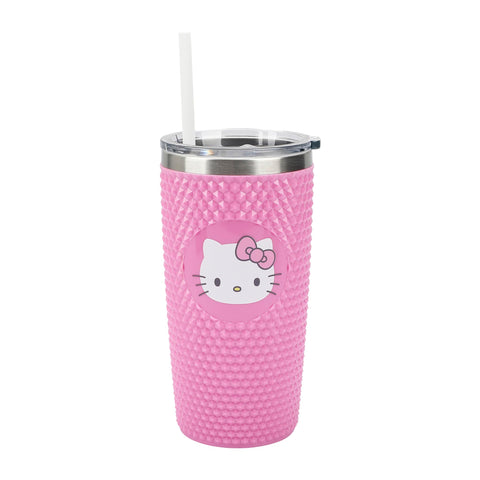 Bioworld pink circle design on stainless tumbler for playful style