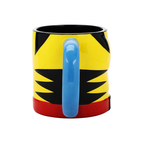 Bioworld X-Men Wolverine mug design details showcase sculpted chest and logo.