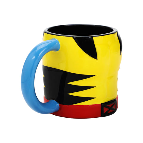 Bioworld X-Men Wolverine mug shows bottom logo, authentic design for display and daily use.