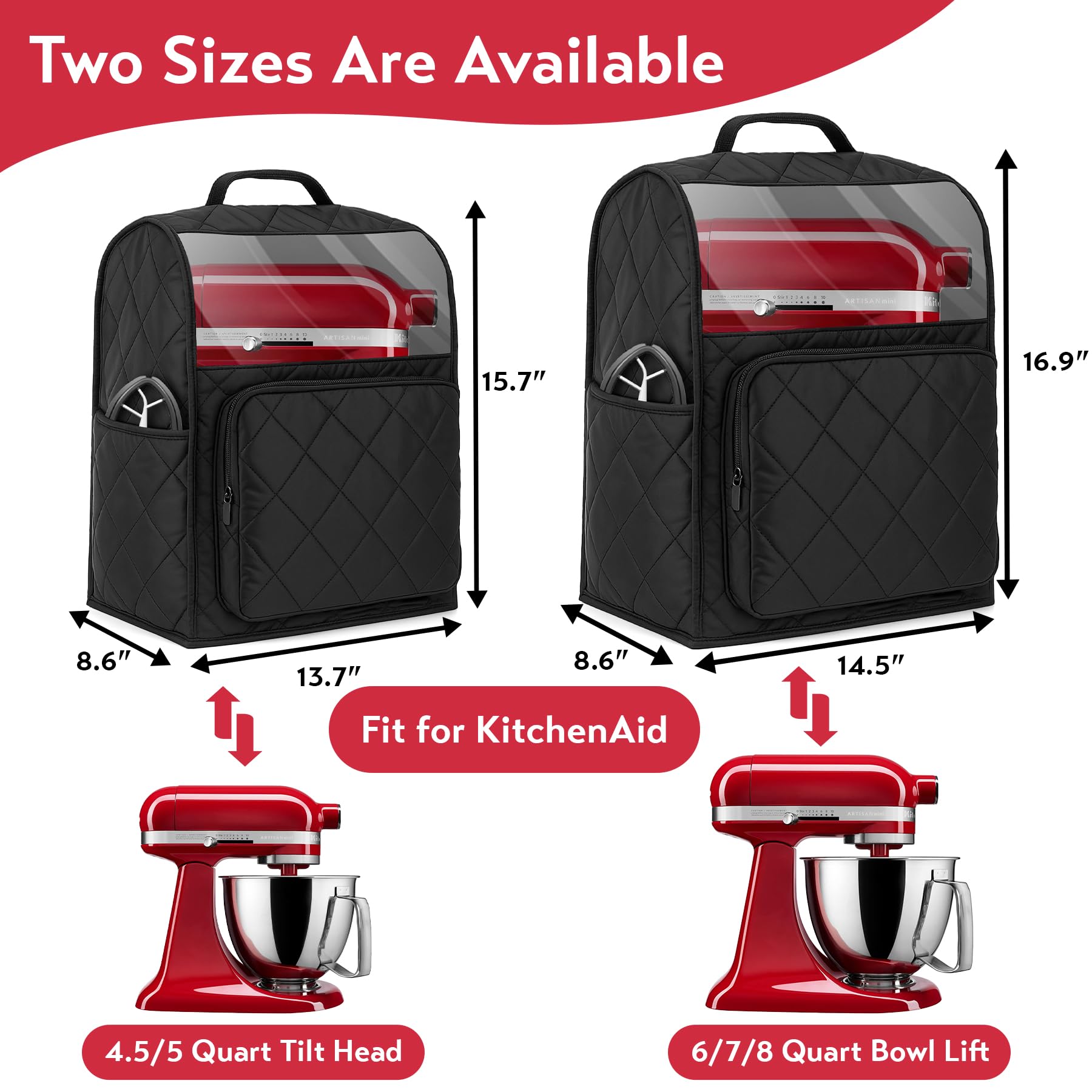 Bipkonu stand mixer cover on KitchenAid 7-quart keeps clutter away