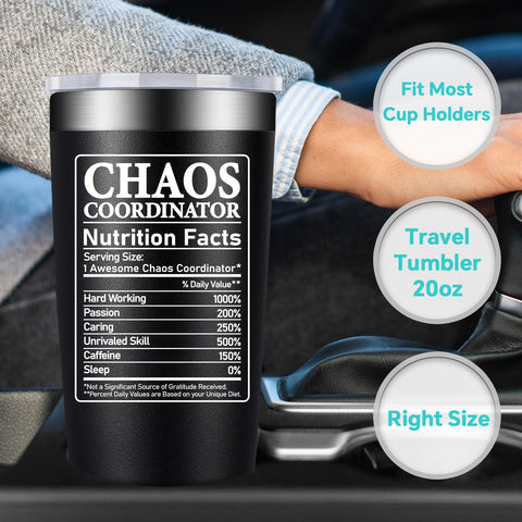 BIRGILT Chaos Coordinator tumbler in use, held for hot or cold beverages.