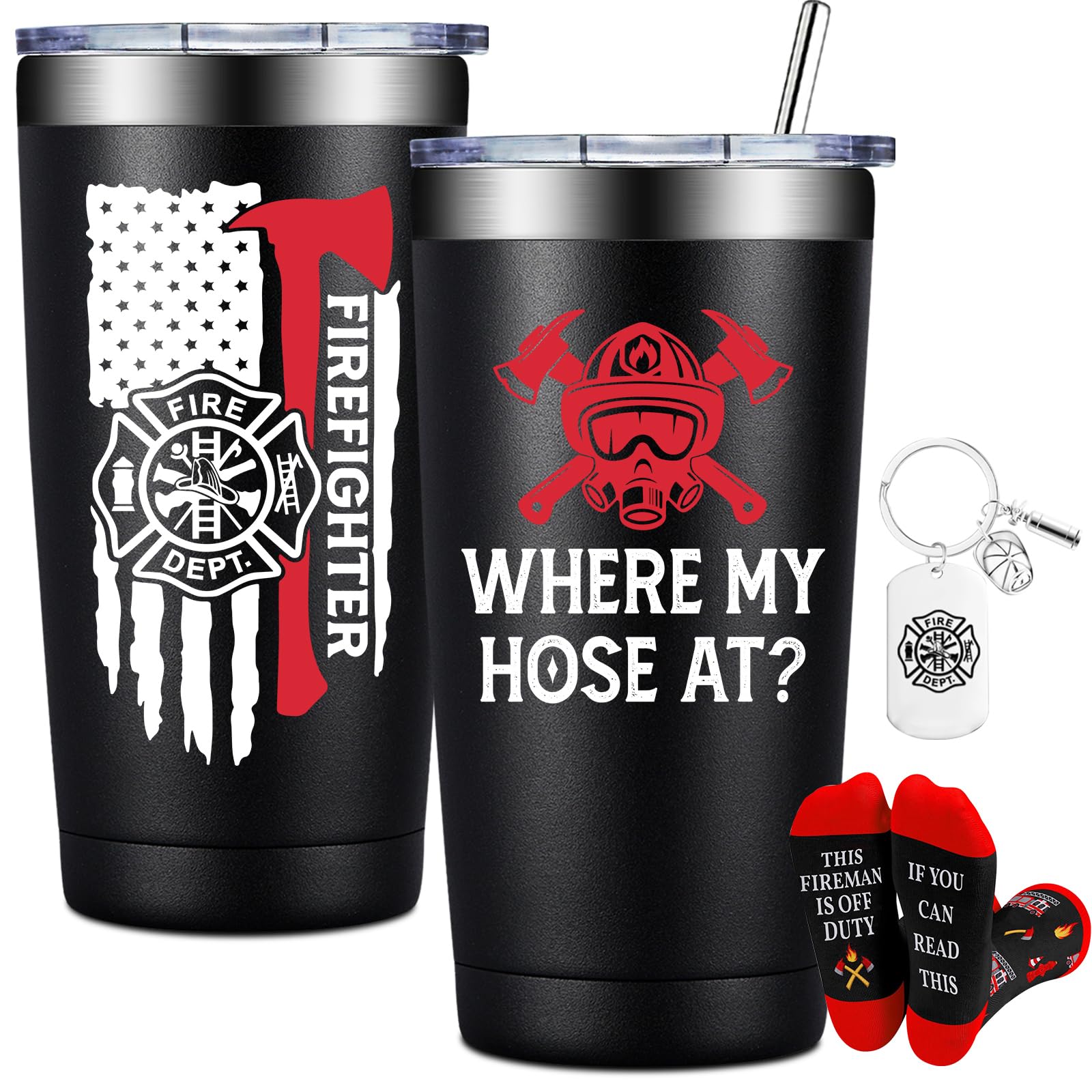 BIRGILT firefighter tumbler 20oz with Where My Hose at design for on-the-go hydration