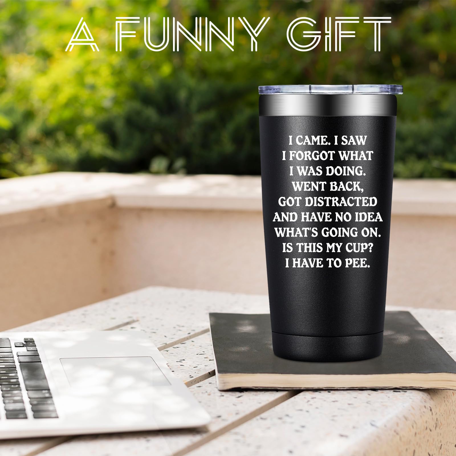 Birgilt tumbler side view—ergonomic handle and secure lid for travel.