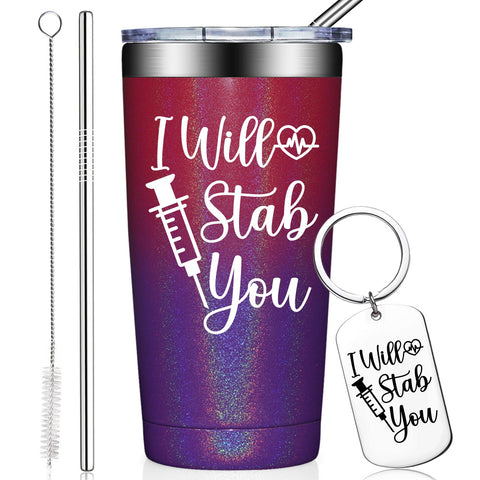 BIRGILT I Will Stab You nurse tumbler 20oz keeps drinks cold or hot on long shifts.