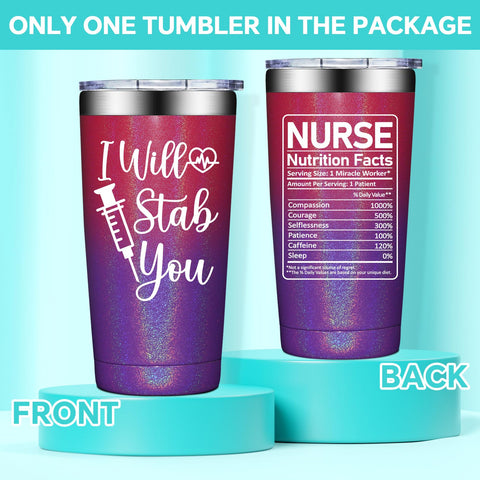 BirGilt nurse tumbler back view highlights back text and appreciation