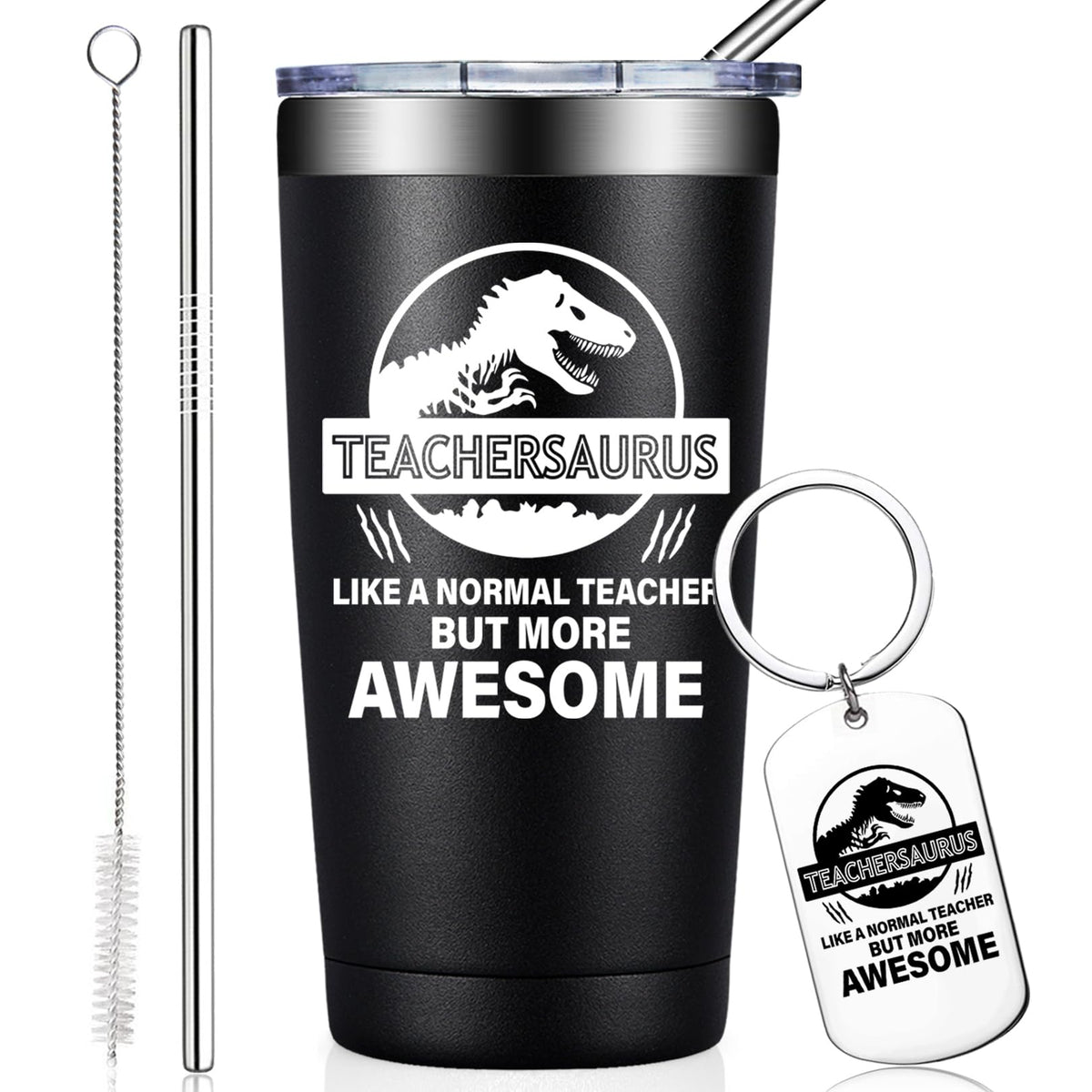 BIRGILT Teachersaurus 20oz tumbler front view for classroom coffee