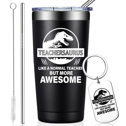 BIRGILT Teachersaurus 20oz tumbler front view for classroom coffee