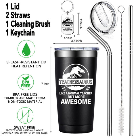 BIRGILT Teachersaurus 20oz tumbler side view for on-the-go use
