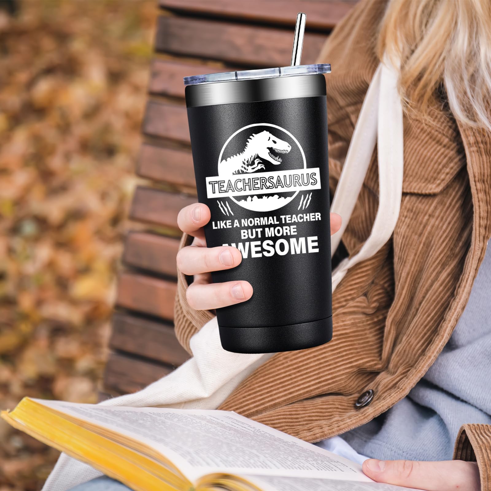 BIRGILT Teachersaurus tumbler leak-proof lid for mess-free travel