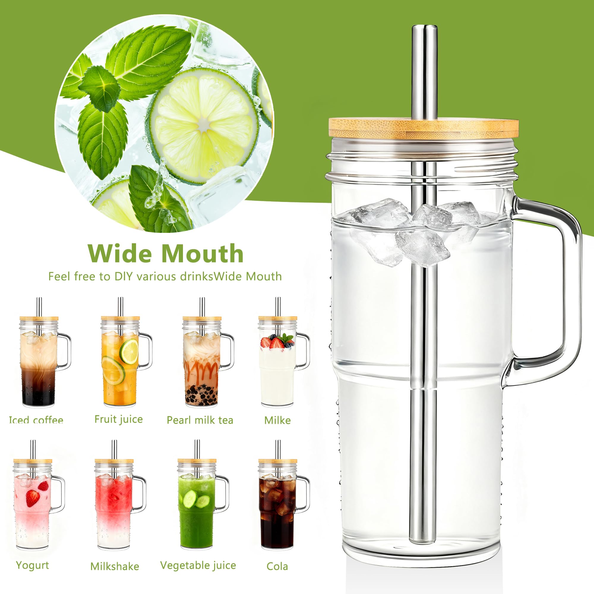 Birity boba tea glass cup with straw ideal for cold or hot beverages