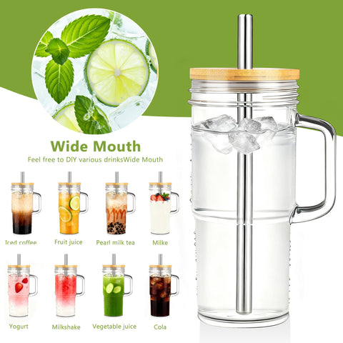 Birity boba tea glass cup with straw ideal for cold or hot beverages