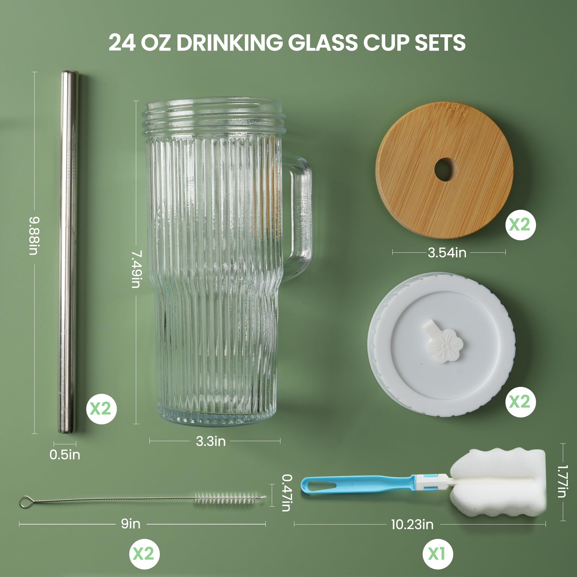 Birity car-cup-holder-friendly glass tumbler fits most vehicles for iced drinks.
