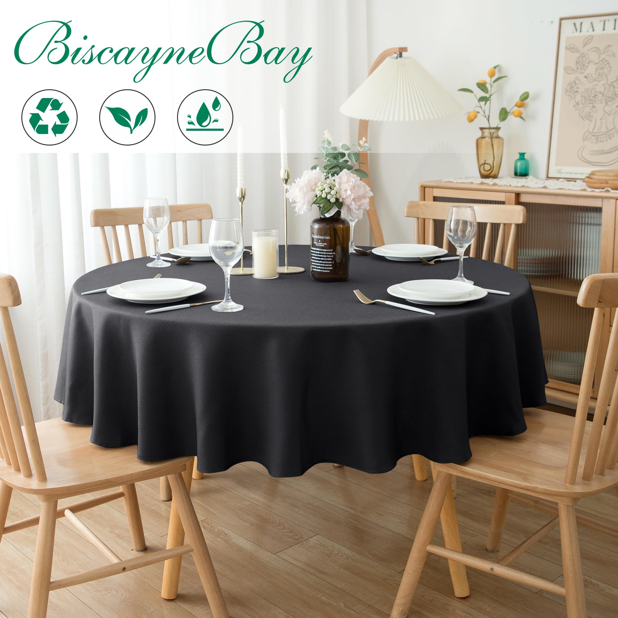 Biscaynebay black textured fabric close-up showing weave and premium drape.