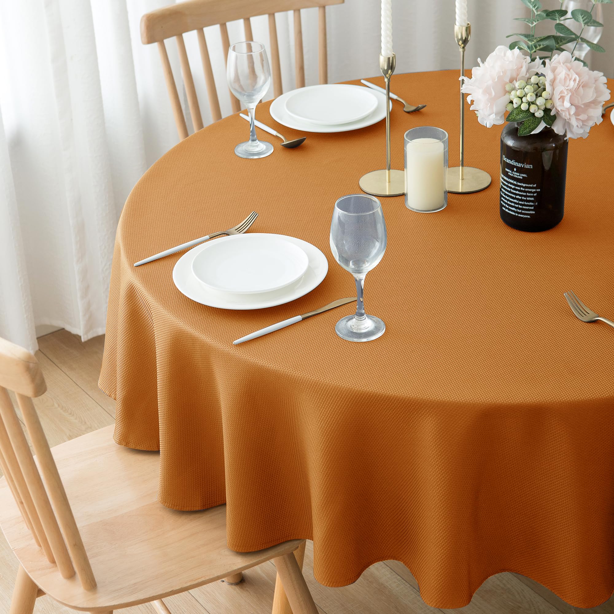 Biscaynebay fall tablecloth holiday table setting with bronze hue