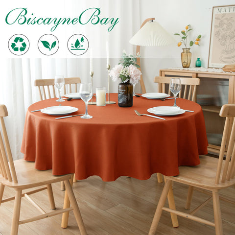Biscaynebay Fall Tablecloth closeup shows rich weave and premium polyester texture