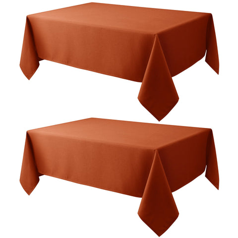 Biscaynebay fall tablecloth rust close-up highlights textured fabric and warm autumn vibe