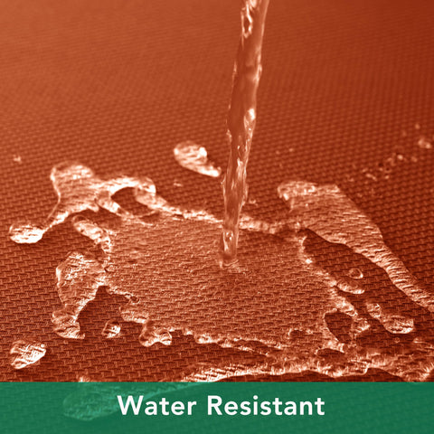 Biscaynebay Fall Tablecloth closeup beads water, demonstrating spill resistance