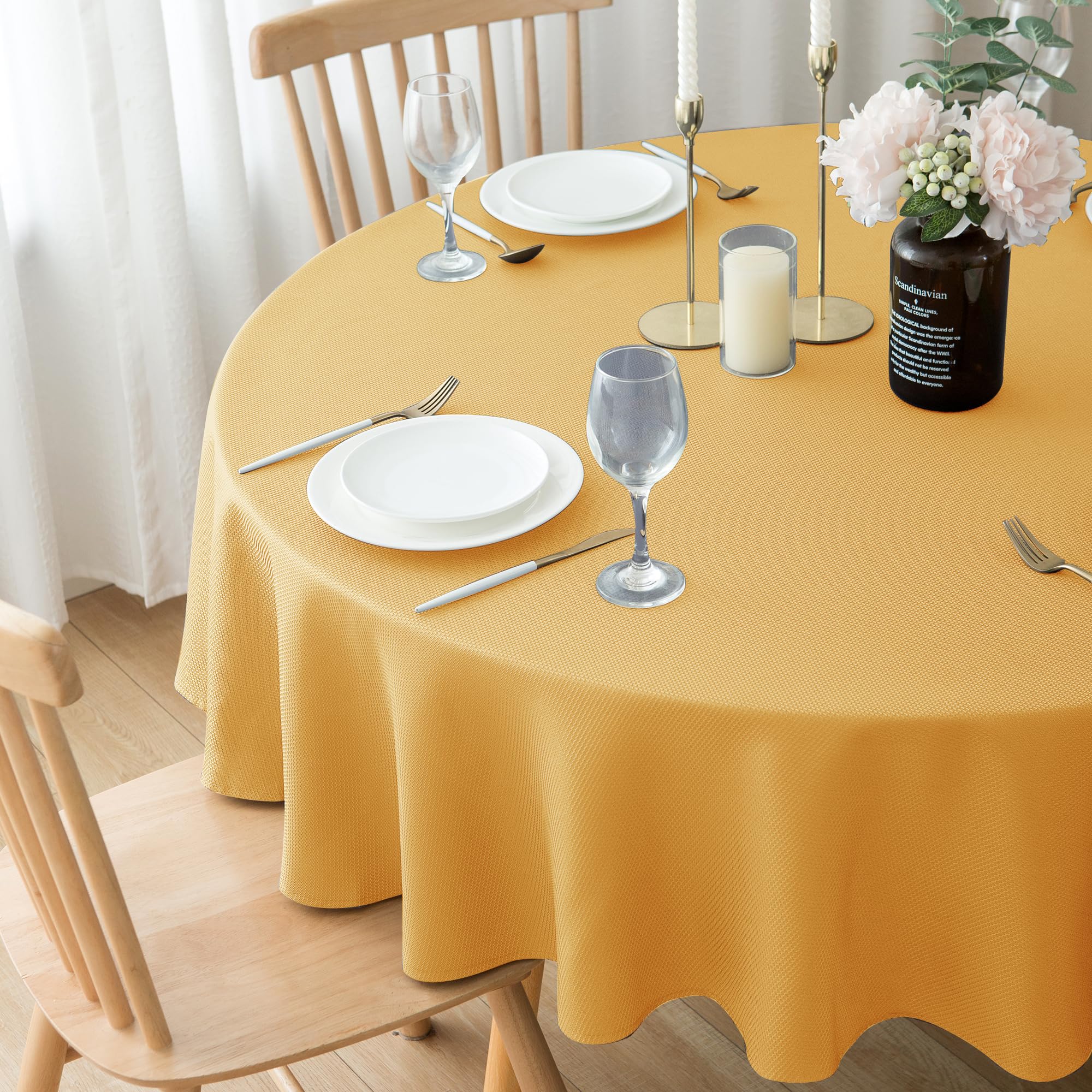 Biscaynebay machine-washable tablecloth simplifies cleanup between uses.