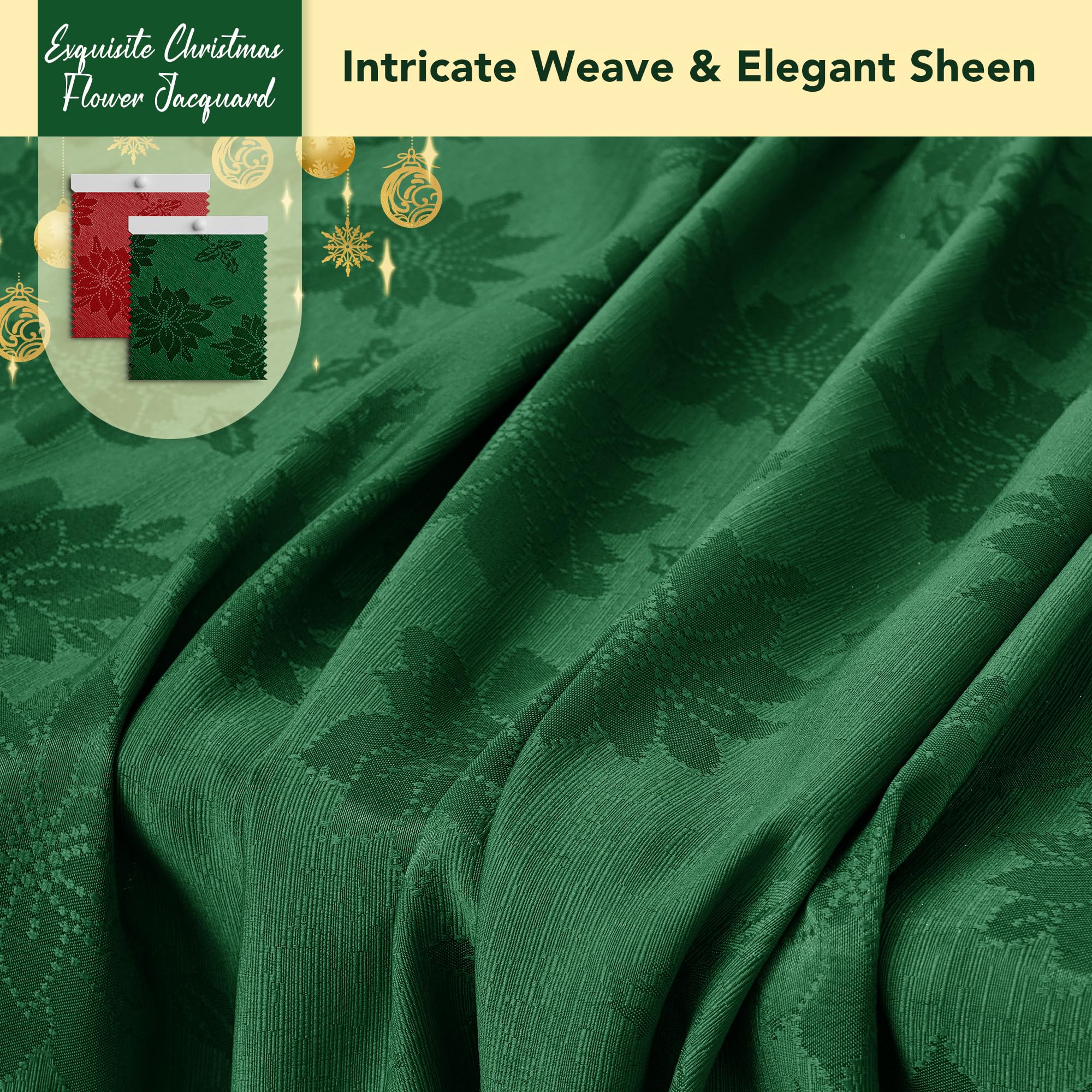 Biscaynebay jacquard damask poinsettia pattern adds elegant texture to holiday tables