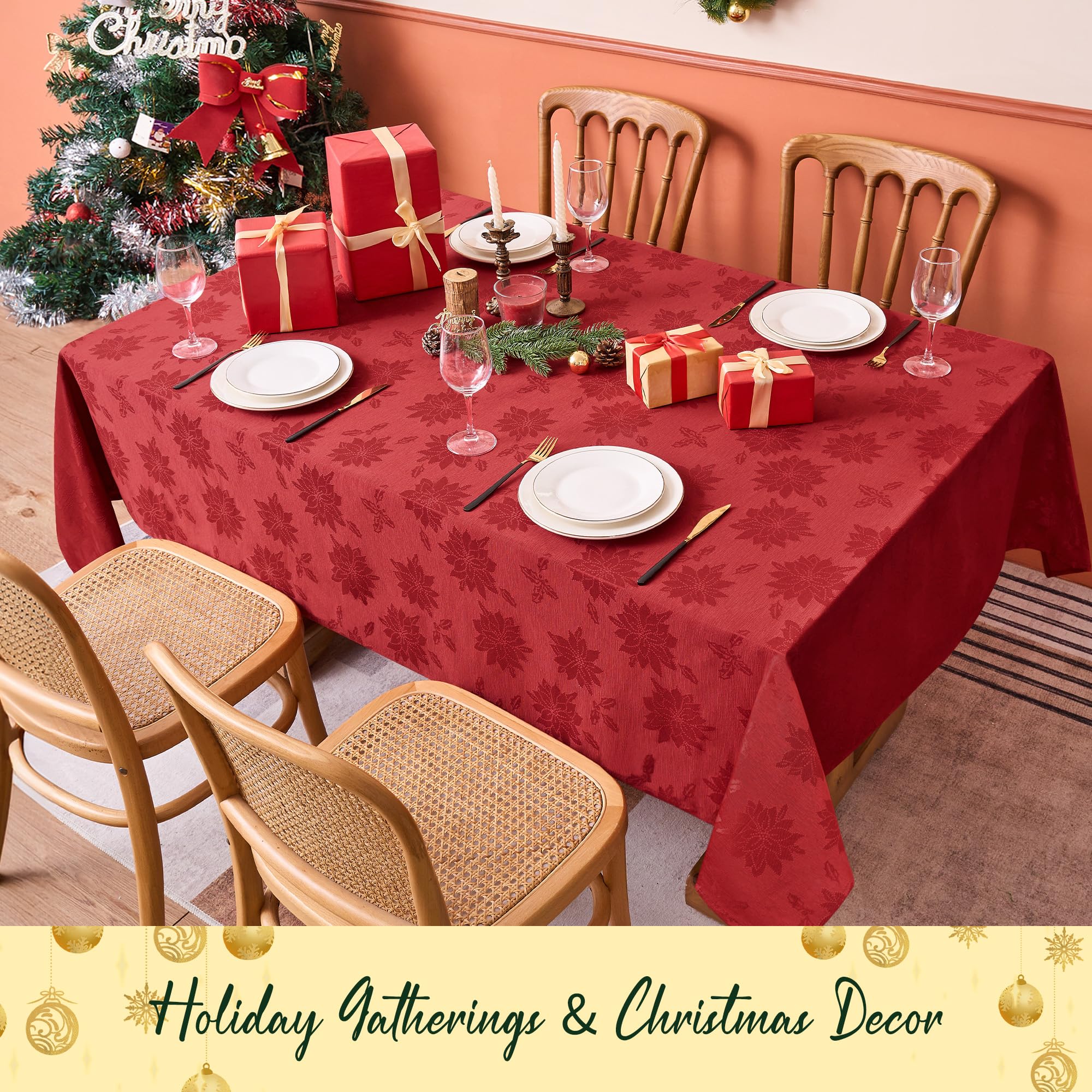 Biscaynebay Jacquard Damask texture highlights elegant holiday style.
