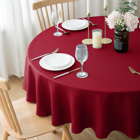 Biscaynebay machine-washable round tablecloth simplifies cleanup after gatherings.
