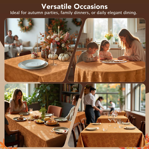 Biscaynebay outdoor patio setup with amber tablecloth for autumn gatherings
