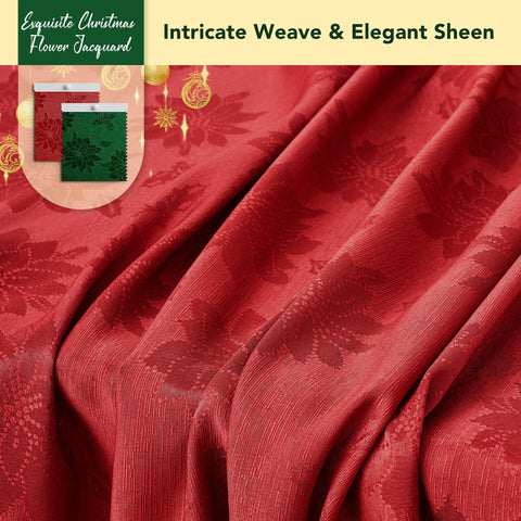 Biscaynebay poinsettia damask pattern tablecloth adds seasonal ambiance