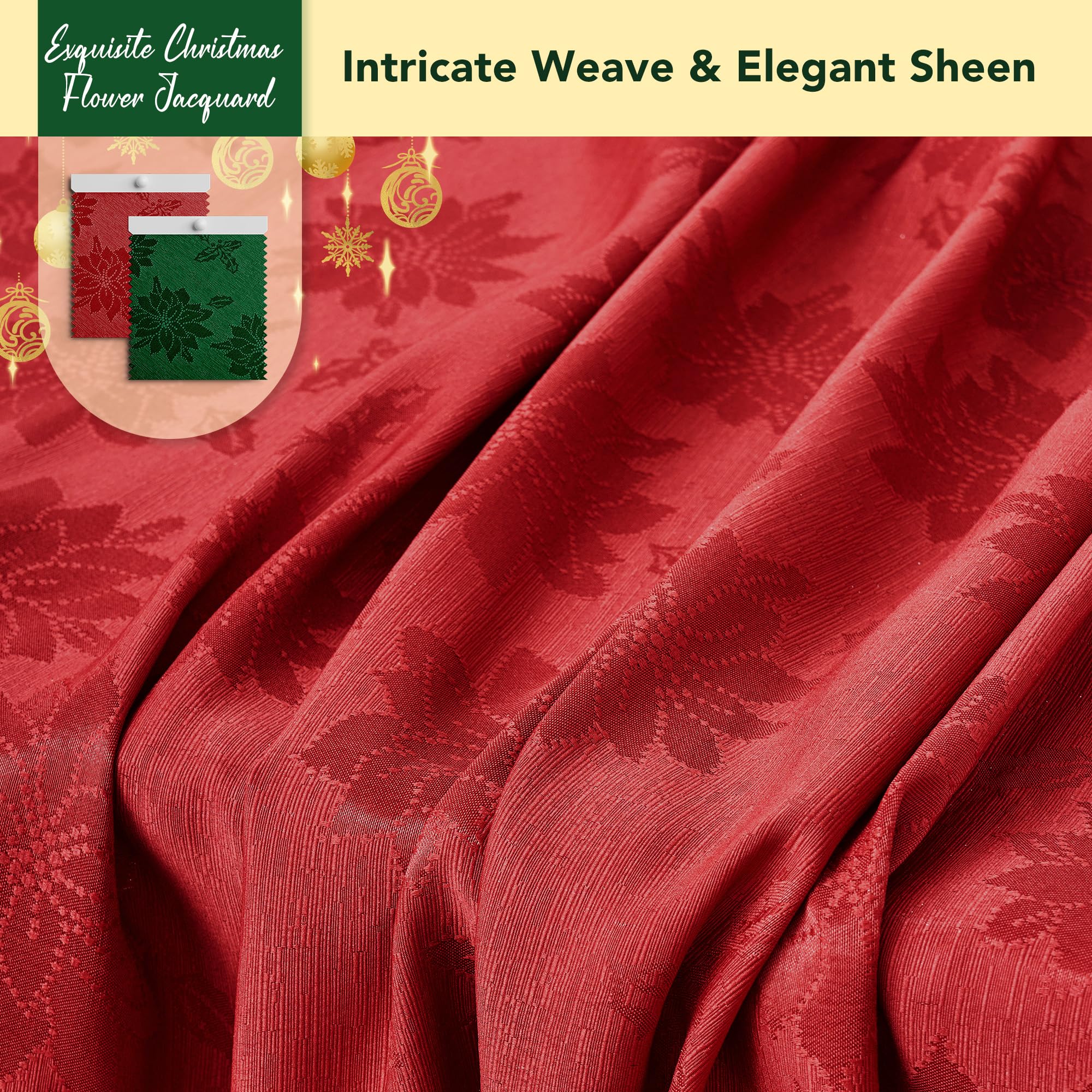 Biscaynebay poinsettia pattern tablecloth 60x84 full view adds holiday charm