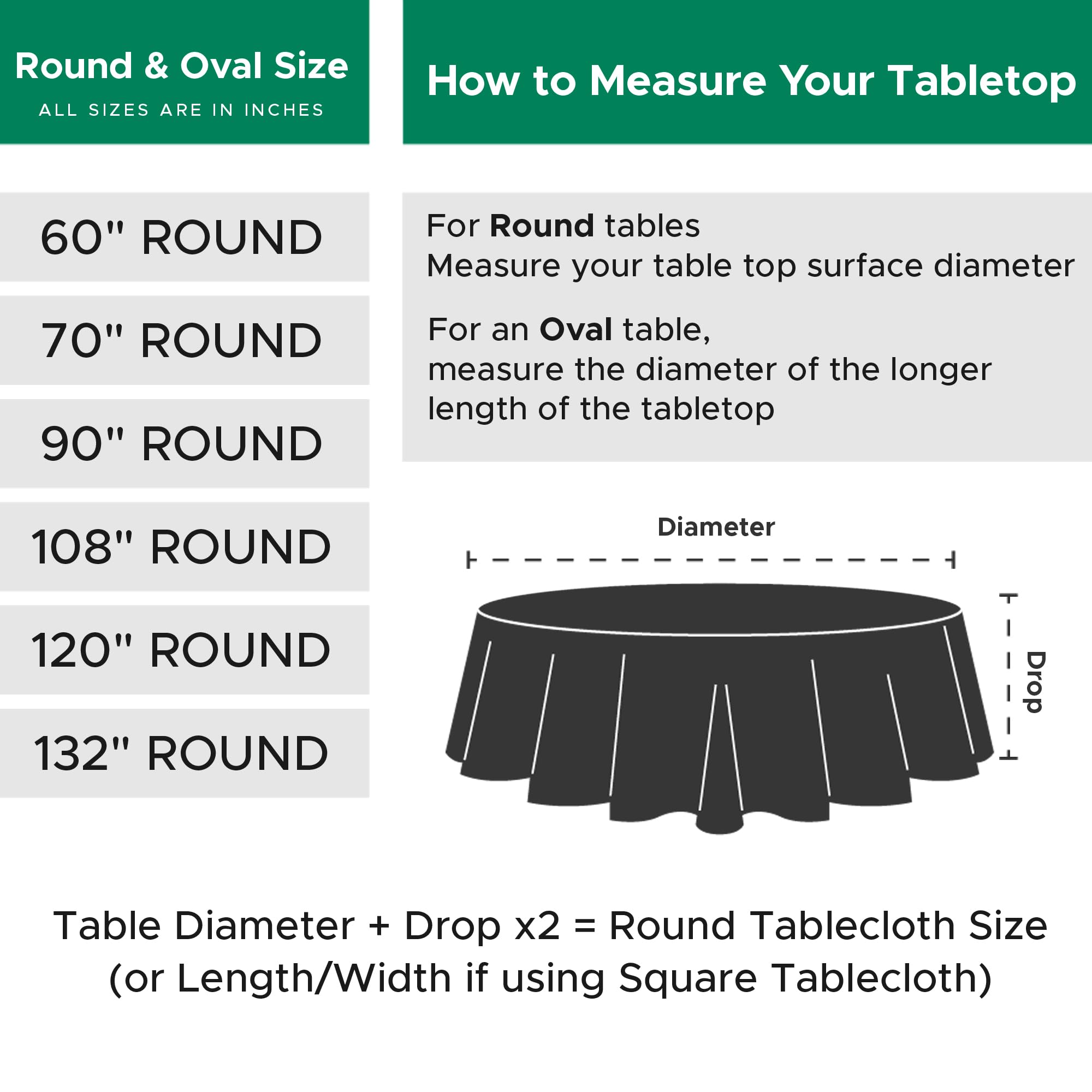 Biscaynebay 60-inch round table cover fits folding tables for quick table setup.