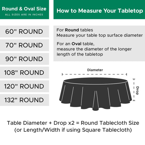 Biscaynebay 60-inch round tablecloth fits 24–48 inch tables with generous drape