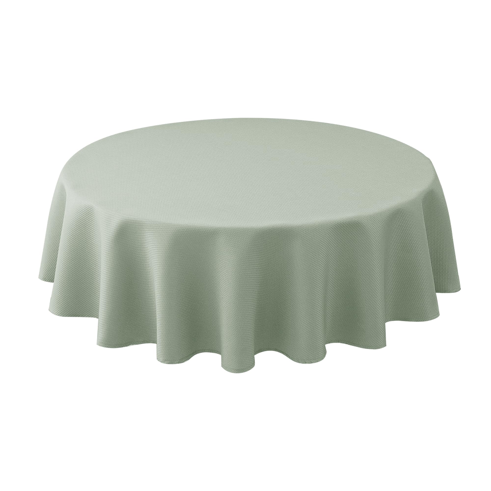 Biscaynebay round sage tablecloth with drape for elegant indoor dining