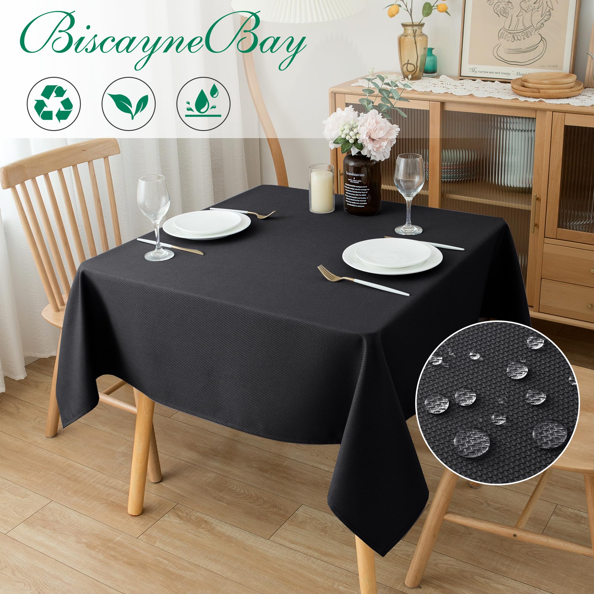 Biscaynebay square tablecloth black elevates dining for family occasions.