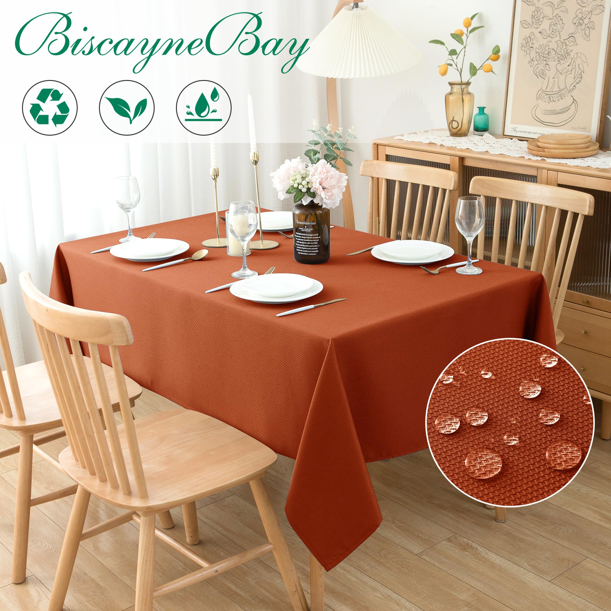 Biscaynebay 60x84 rectangle tablecloth demonstrates elegant drape for stylish dining