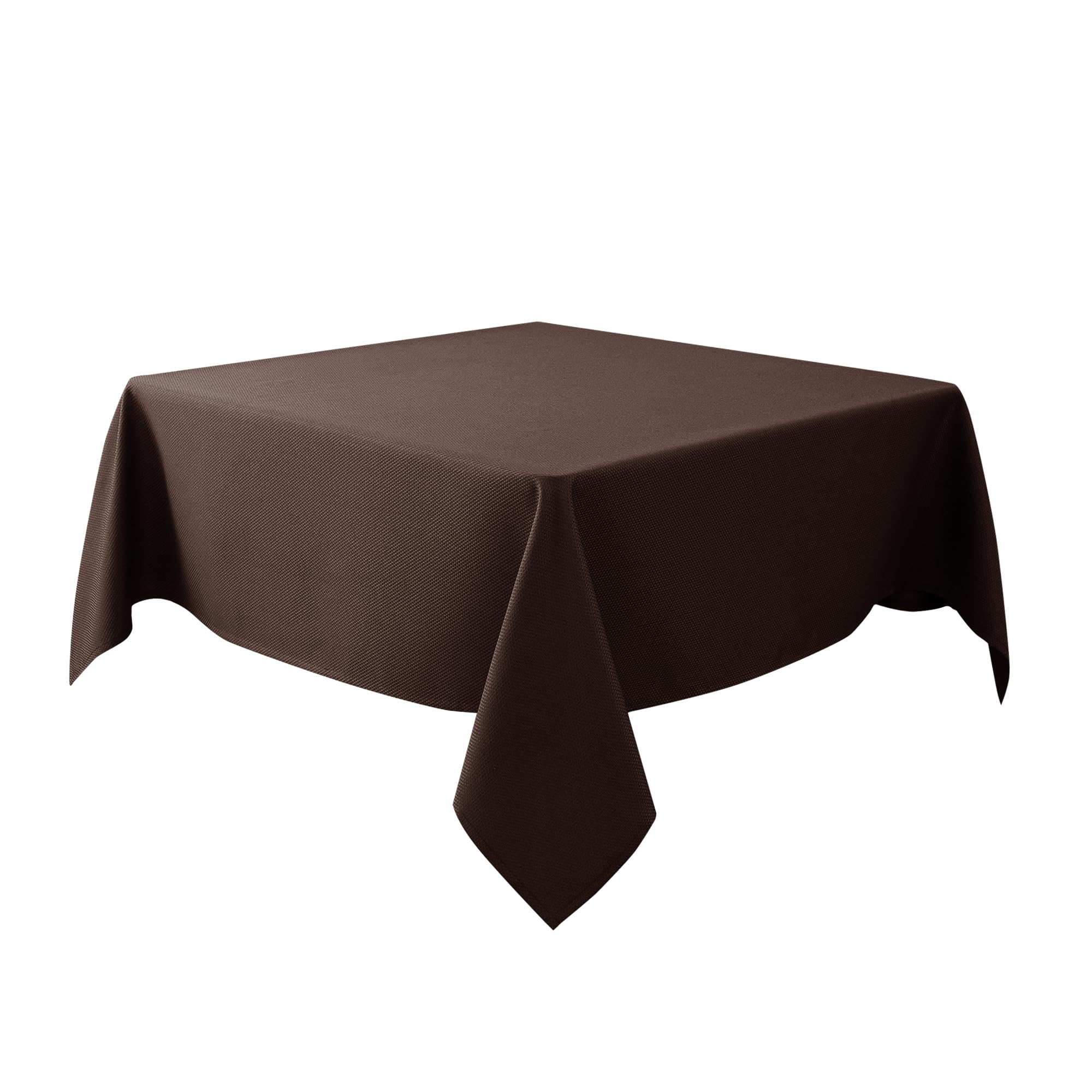 Biscaynebay textured square tablecloth on brown table for elegant dining