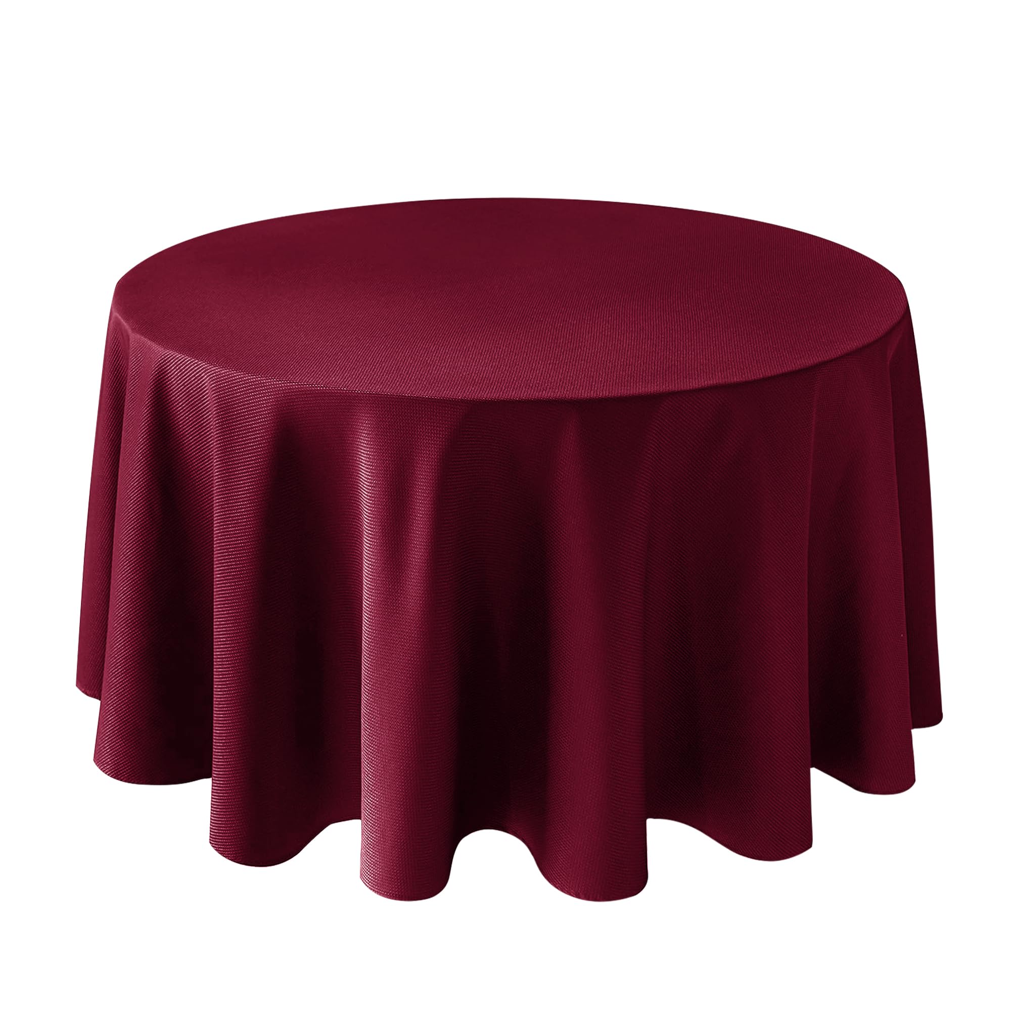 Biscaynebay textured round tablecloth 120-inch burgundy close-up showing rich fabric texture