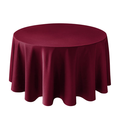 Biscaynebay textured round tablecloth 120-inch burgundy close-up showing rich fabric texture