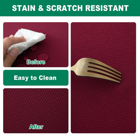 Biscaynebay textured round tablecloth 120-inch burgundy close-up highlighting premium drape