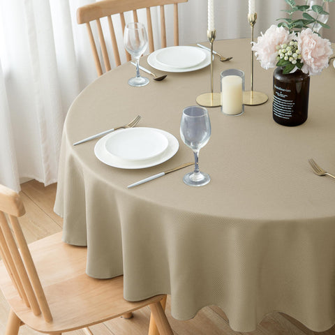 Biscaynebay textured round tablecloth 60 holiday tablescape ideal for gatherings.
