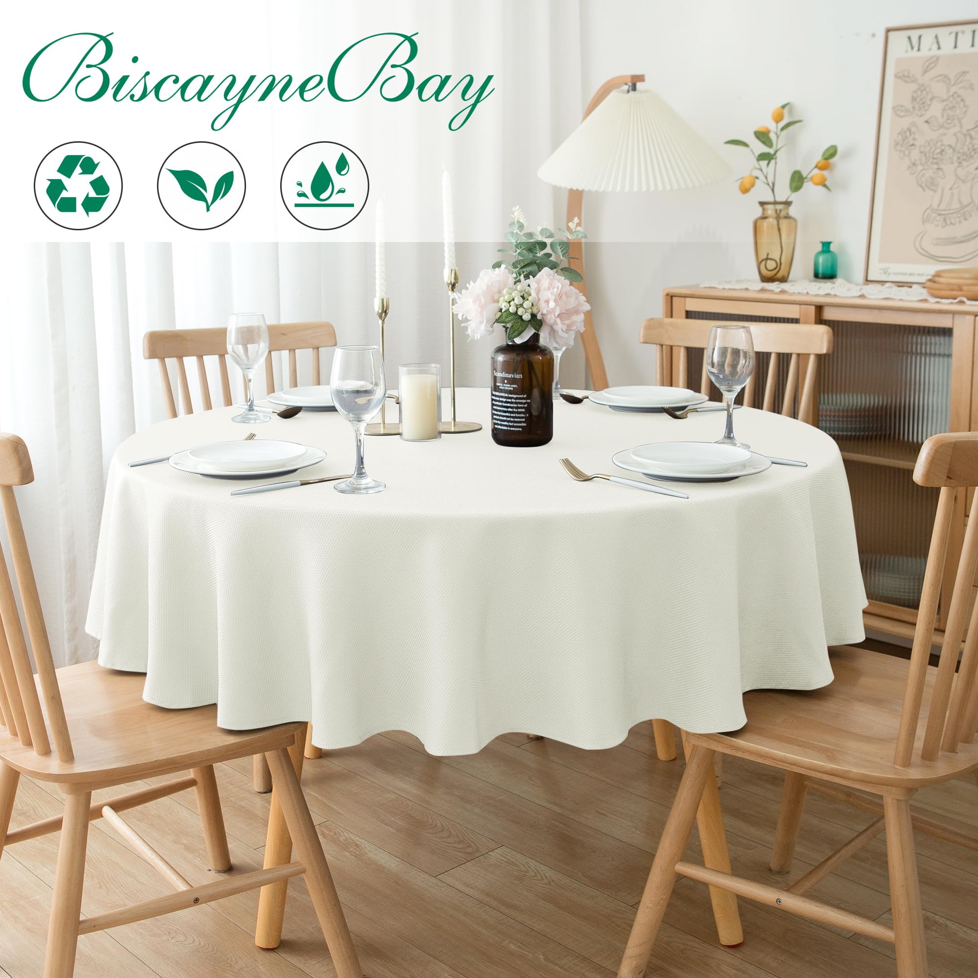 Close-up of Biscaynebay ivory texture showing luxurious drape on a table.