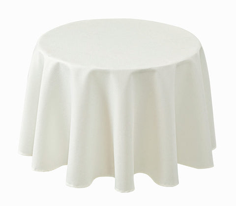 Biscaynebay ivory textured round tablecloth, 70 inch, provides elegant coverage.
