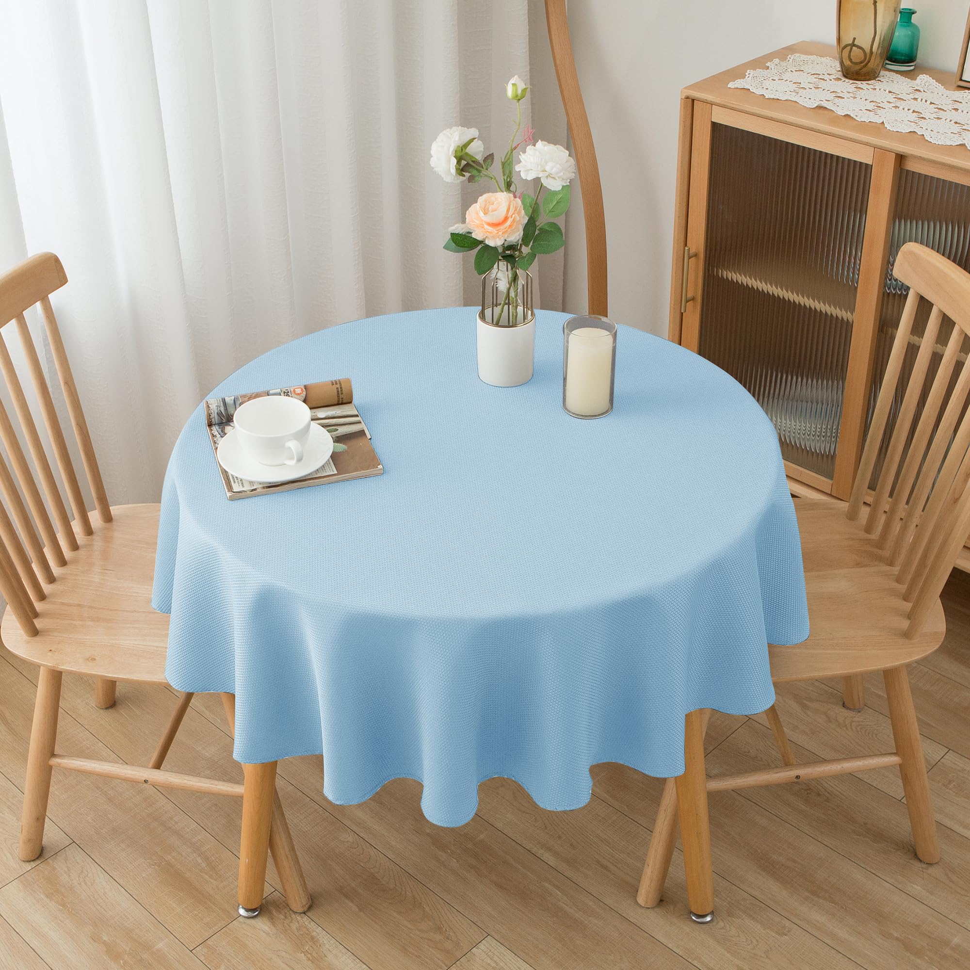 Biscaynebay textured round tablecloth ideal for wedding receptions and celebrations.