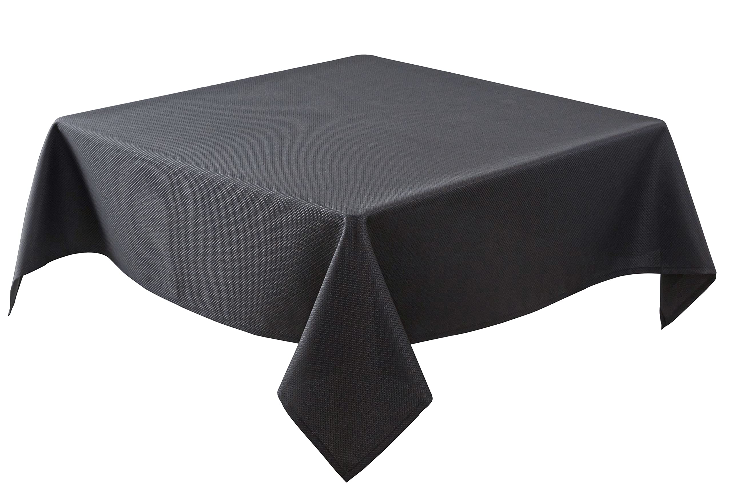 Biscaynebay textured tablecloth 54x54 in black adds elegant drape for square tables.