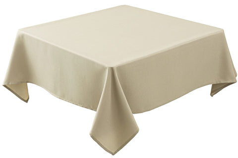 Biscaynebay textured tablecloth 54x54 natural with water-bead spill protection.