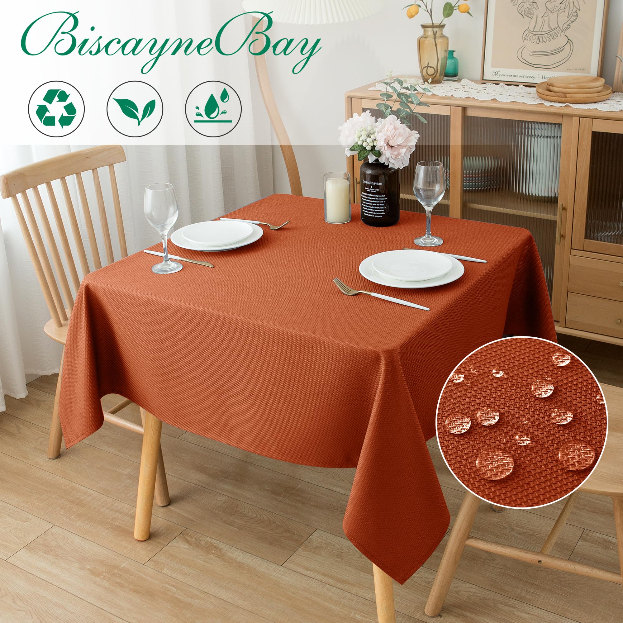 Biscaynebay textured fabric tablecloth with rich weave, elevating everyday meals.