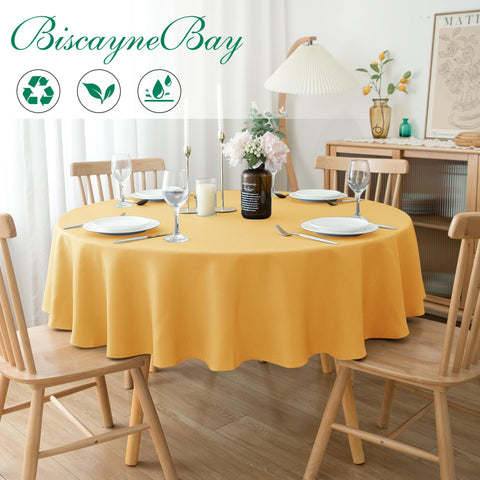 Biscaynebay water-resistant tablecloth beads spills and wipes clean after meals.