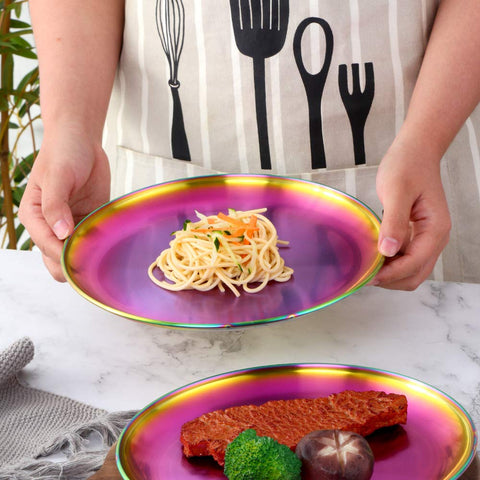 BISDARUN rainbow plates ideal for camping and picnics with sturdy build