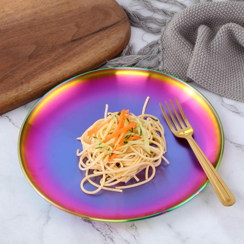 BISDARUN rainbow plates are dishwasher safe for easy cleanup