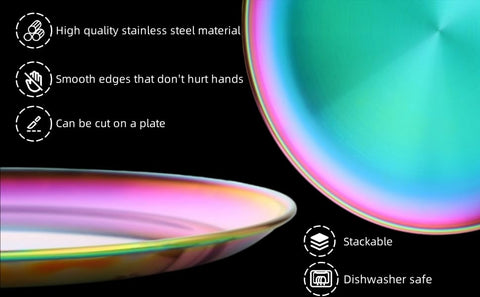 BISDARUN rainbow plates are easy to wipe clean after meals