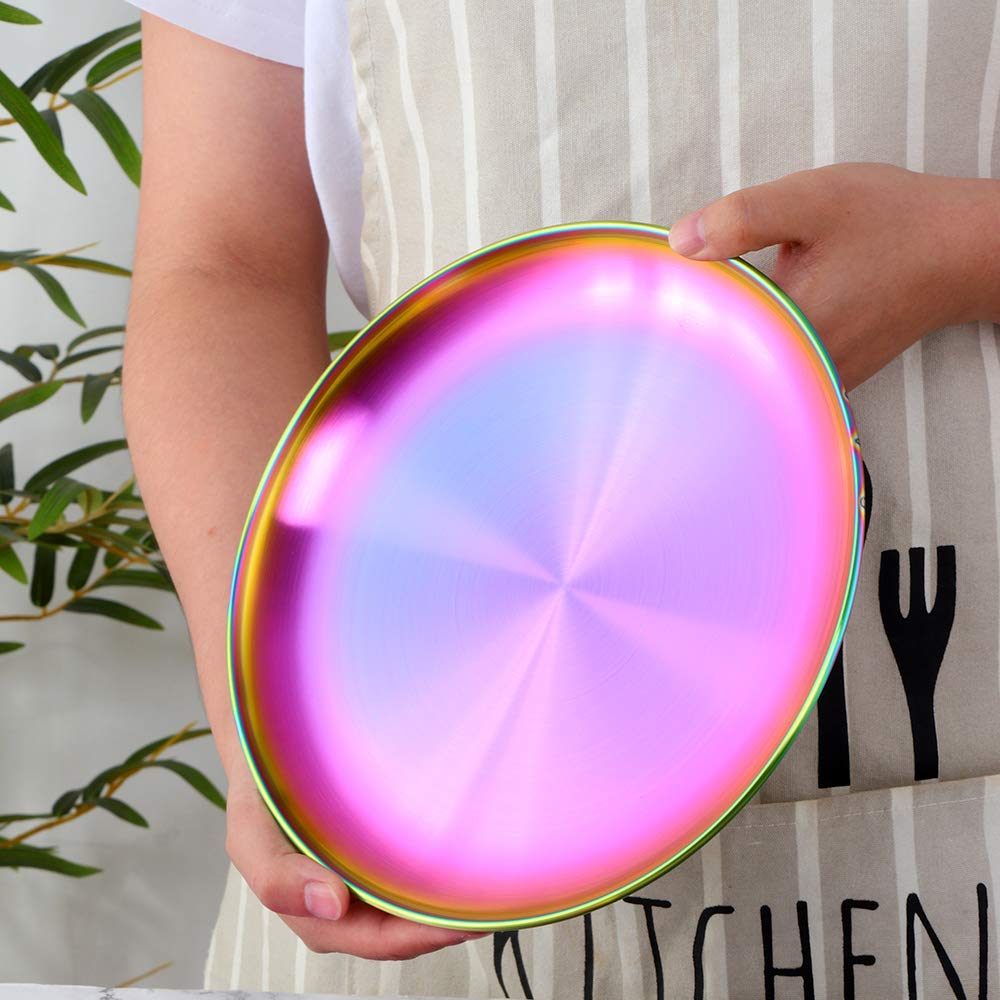 BISDARUN rainbow plates feature smooth rounded edges safe for kids